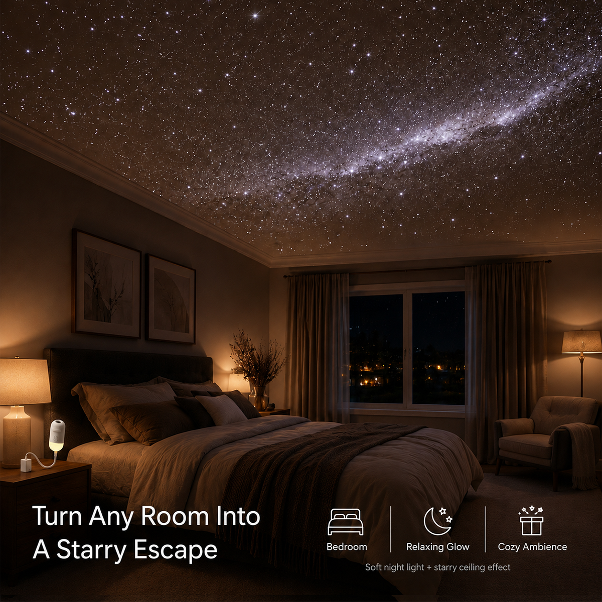 3-in-1 Galaxy Star Projector & USB Night Light