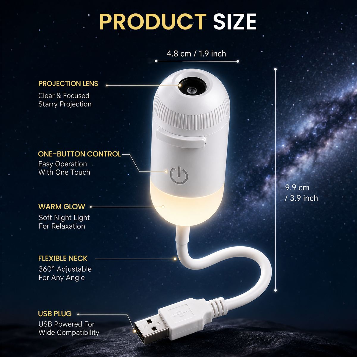 3-in-1 Galaxy Star Projector & USB Night Light