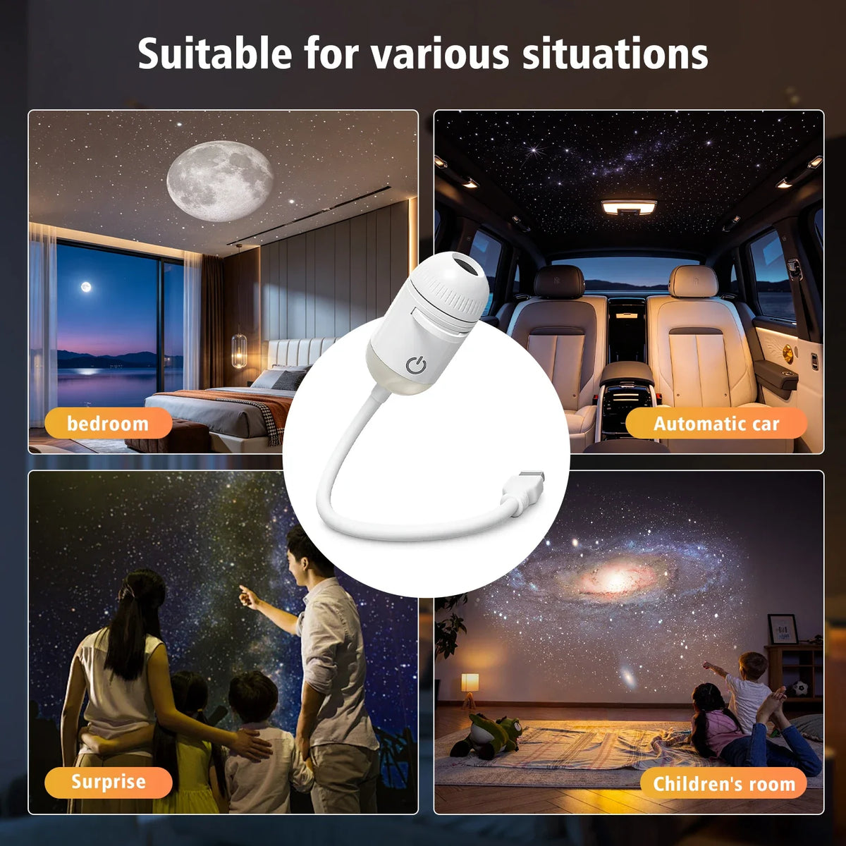 3-in-1 Galaxy Star Projector & USB Night Light