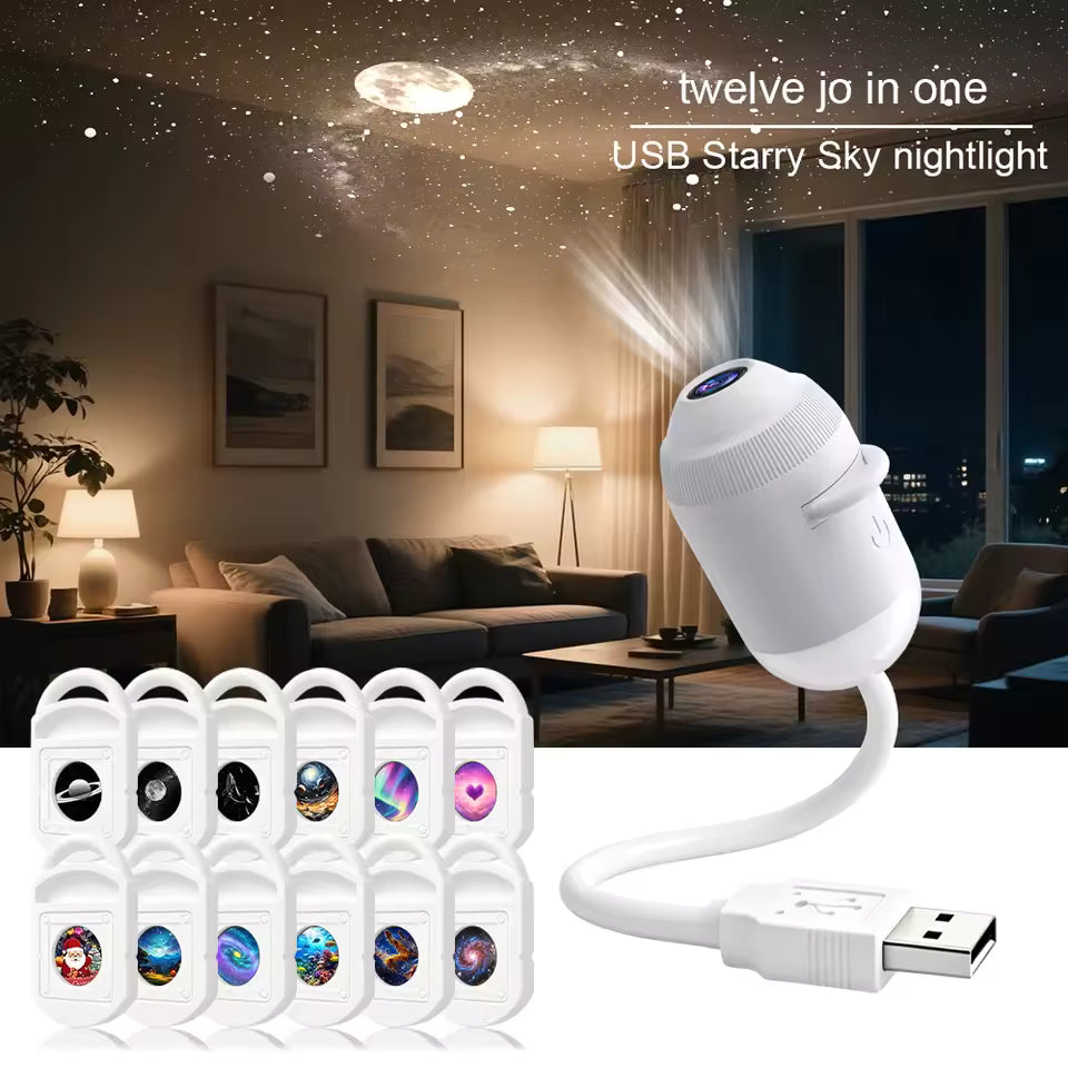 3-in-1 Galaxy Star Projector & USB Night Light